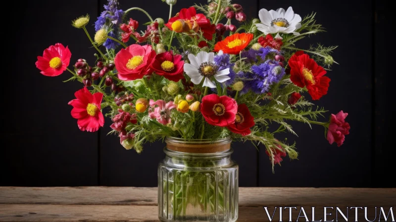 AI ART Colorful Bouquet of Flowers in Glass Vase
