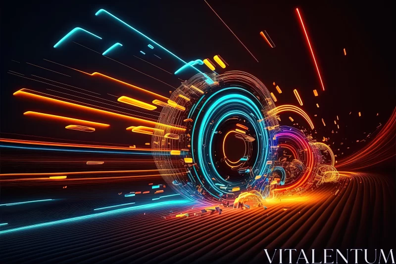 AI ART Futuristic Abstract Light Rays and Lines in Space | Colorful Futurism