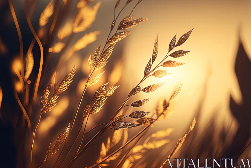 Golden Field in Sunlight: Detailed Botanical Illustrations