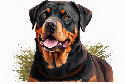 Realistic Rottweiler Dog Portrait Illustration