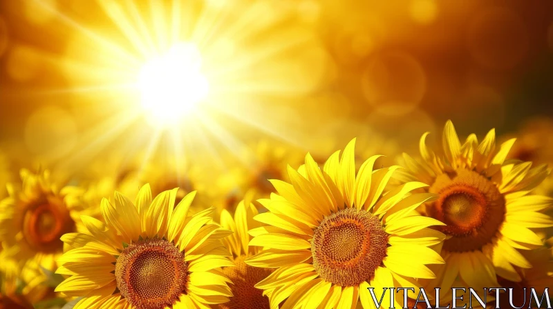 Sunflower Field in Bright Sunlight AI Image
