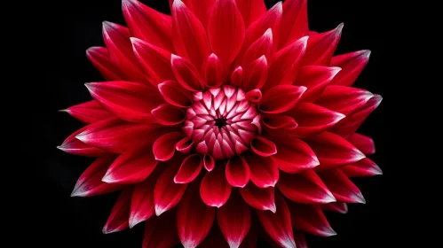 Vivid Red Dahlia Flower Close-Up