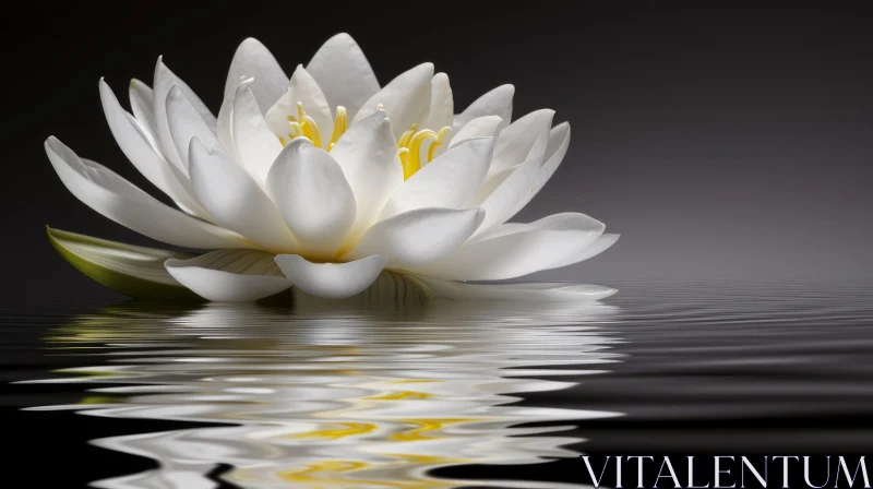 White Water Lily Flower on Pond Surface AI Image