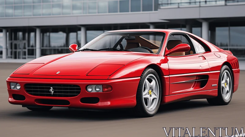 Captivating Red Ferrari Sports Car Speeding on the Highway AI Image