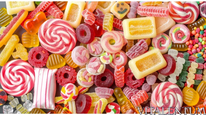 AI ART Colorful Candies Close-up: Sweet Delights in Various Shapes and Colors