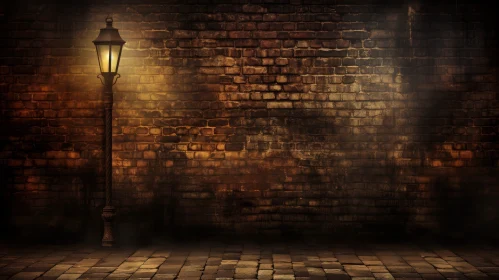 Moody Brick Wall with Street Lamp - Atmospheric Mystery Scene