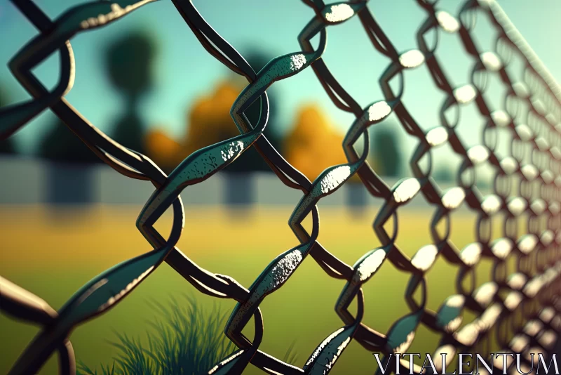Playful and Vibrant Chainlink Fence in a 3D Environment AI Image