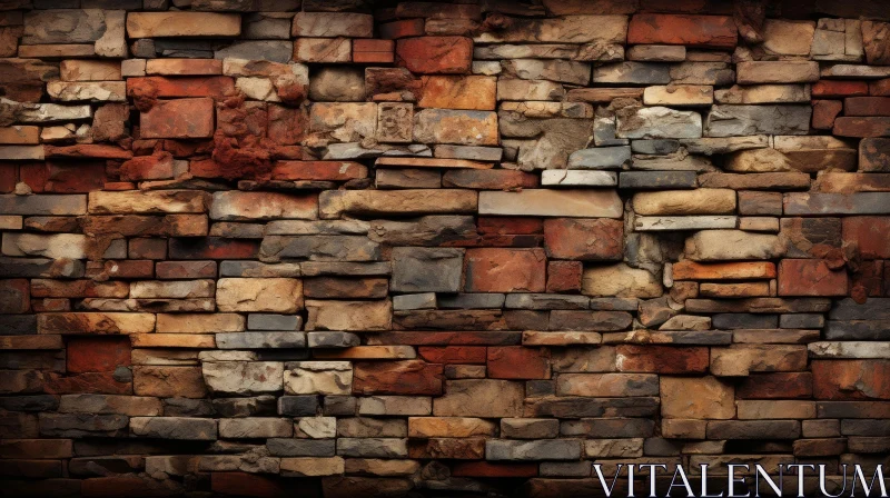 AI ART Aged Brick Wall Texture - Weathered Red, Brown, Gray Bricks