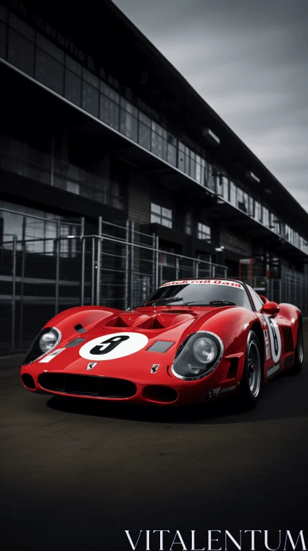 Captivating Red Race Car on the Track | Vintage Wallpapers AI Image