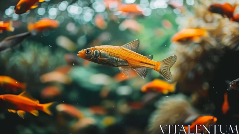 Orange Fish in Aquarium: Underwater Beauty Captured AI Image