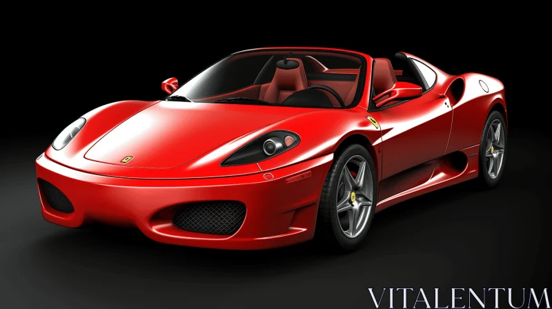 Red Ferrari Sports Car on Black Background - Realistic Rendering AI Image
