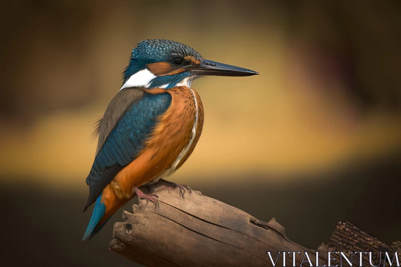 Captivating Blue and Orange Bird on Wooden Log | Wildlife Photography AI Image