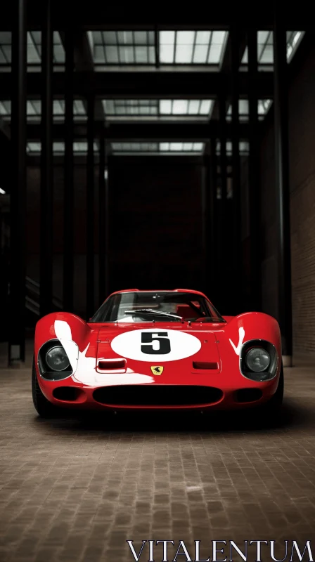 Captivating Ferrari Sports Car in Empty Building - Vray Tracing AI Image