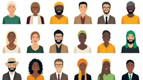 Diverse Flat Design People Icons for Various Projects