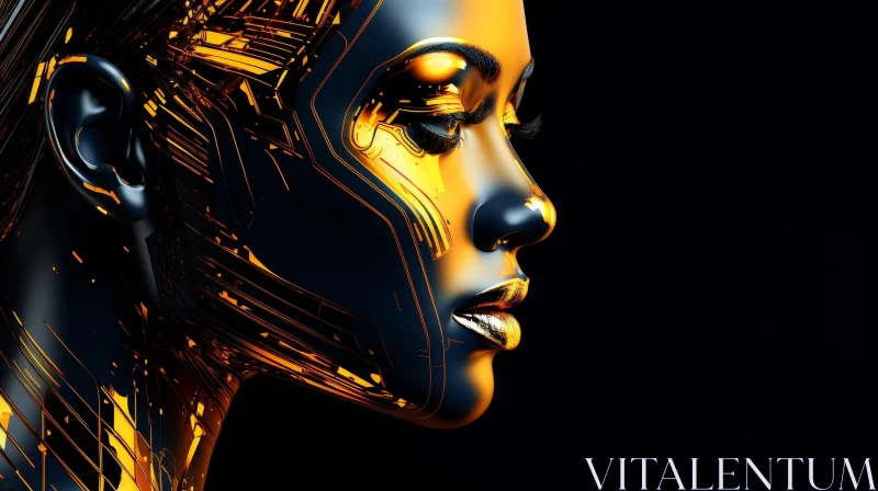 AI ART Golden-Eyed Woman Portrait in Darkness