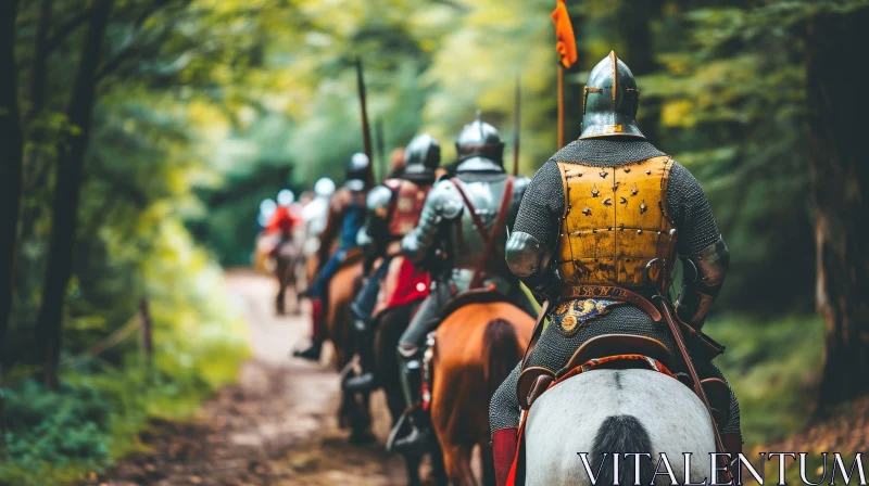 AI ART Medieval Knights Riding Through Forest