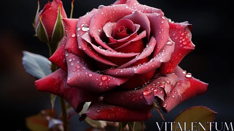 Red Rose in Bloom: Stunning Close-up Photography AI Image