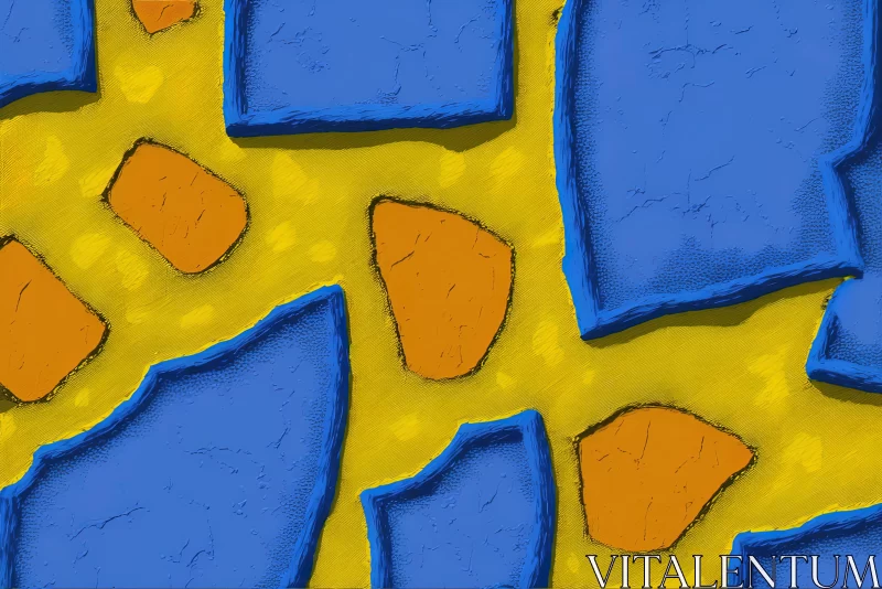 Vibrant Orange and Blue Blocks in Digital Painting Style - Abstract Art AI Image
