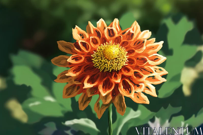 Captivating Realistic Flower Painting - Vibrant Orange, Yellow, and Green AI Image