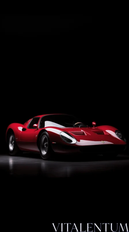 Captivating Red Sports Car in Dimly Lit Room AI Image