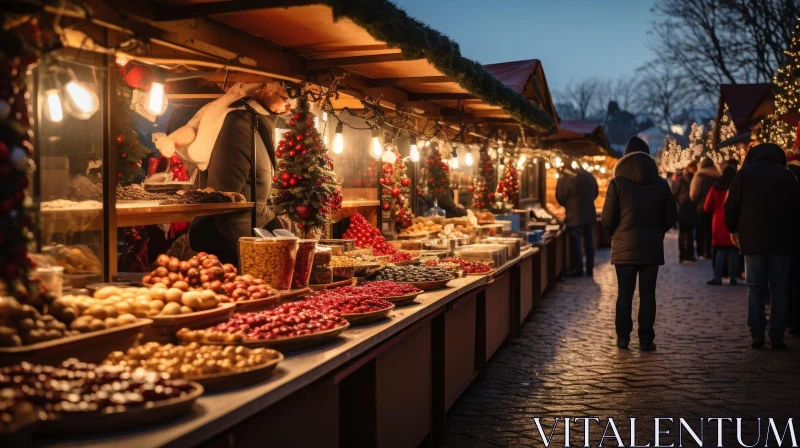 Enchanting Christmas Market in European City AI Image