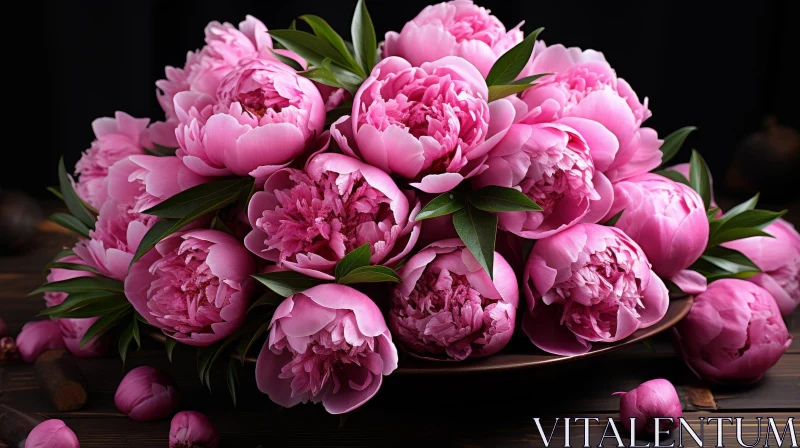 Pink Peonies Still Life Composition AI Image