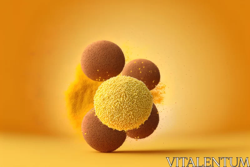 Yellow Balls on Yellow Background with Dust: Zbrush Style AI Image