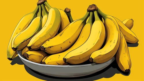 Yellow Bananas in Bowl Illustration