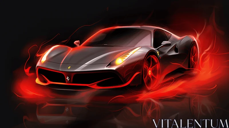 Captivating Ferrari Wallpaper with Dynamic Sketching Style AI Image