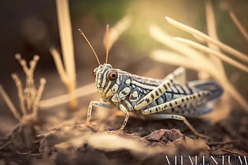 Captivating Grasshopper Portrayal with Retro Filters AI Image