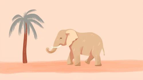 Elephant in Desert Illustration