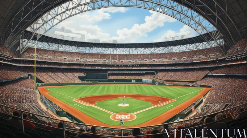 Exciting Baseball Stadium Digital Painting AI Image