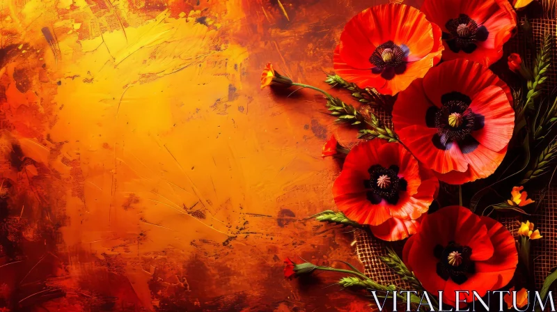 AI ART Red Poppies Floral Background for Websites and Social Media