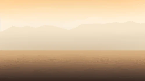 Barren Desert Landscape with Mountain Range - Sand Dunes Scene