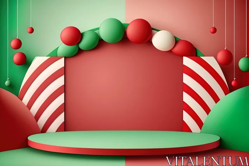 AI ART Captivating Christmas Stage with Candy | Abstract Color-Blocking Art