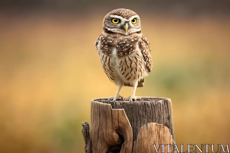 Captivating Owl on Wooden Post in Indian Pop Culture Style AI Image