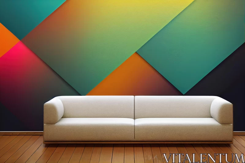 Colorful Geometric Wallpaper for Living Room | Vibrant and Dynamic Design AI Image
