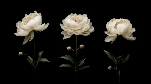 Elegant White Peonies Still Life Composition