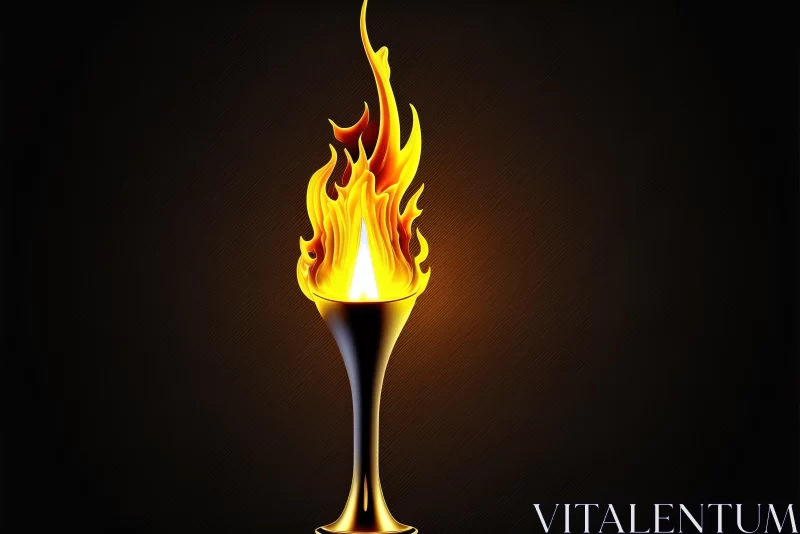 Golden Flaming Torch: A Captivating Contemporary Glass Masterpiece AI Image