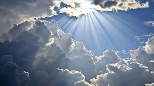 Tranquil Sky with Clouds and Sun Rays