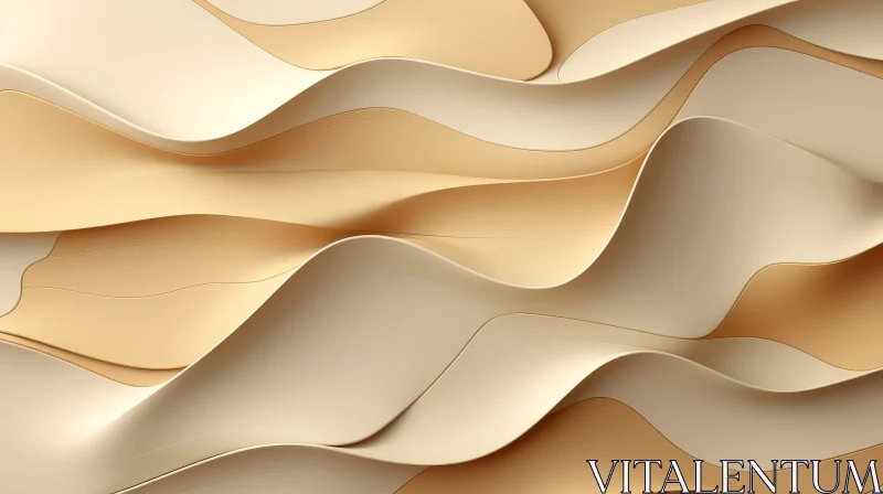 Beige Wavy Textured Surface | 3D Rendering AI Image