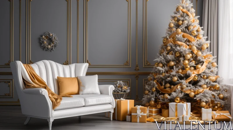 AI ART Elegant Christmas Living Room Decor