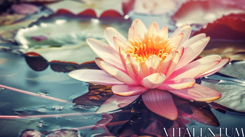 Pink Water Lily in Bloom - Nature Meditation Image AI Image