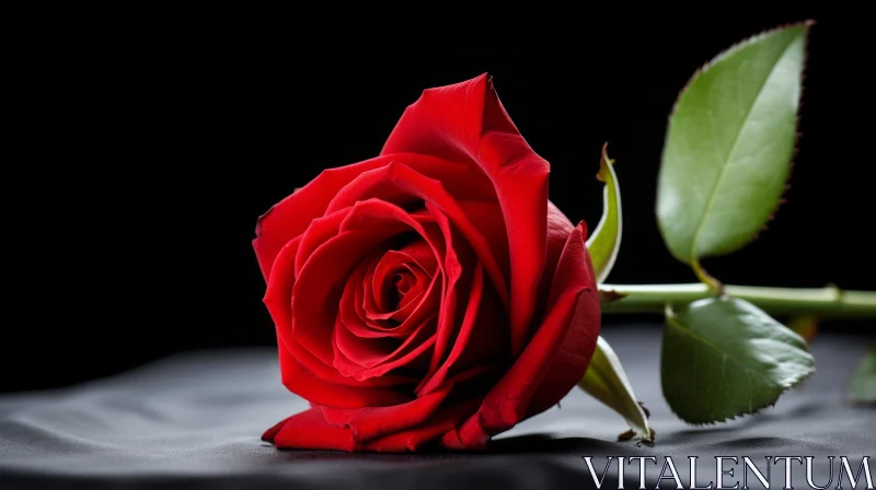 Red Rose Bloom Photography on Black Background AI Image