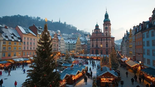 Christmas Market in European City