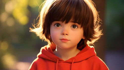 Captivating Portrait of a Young Boy in Red Hoodie