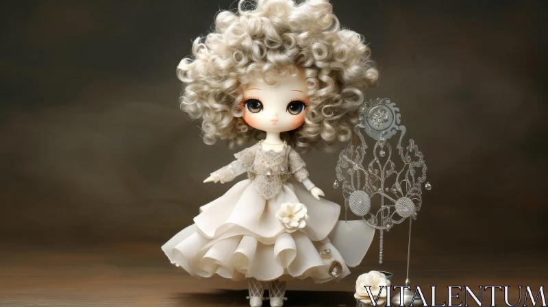 Charming Doll in White Dress AI Image