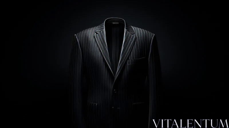 Elegant Black Suit Jacket with White Shirt and Silk Black Tie AI Image