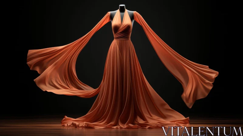 Orange Evening Gown Fashion Display AI Image