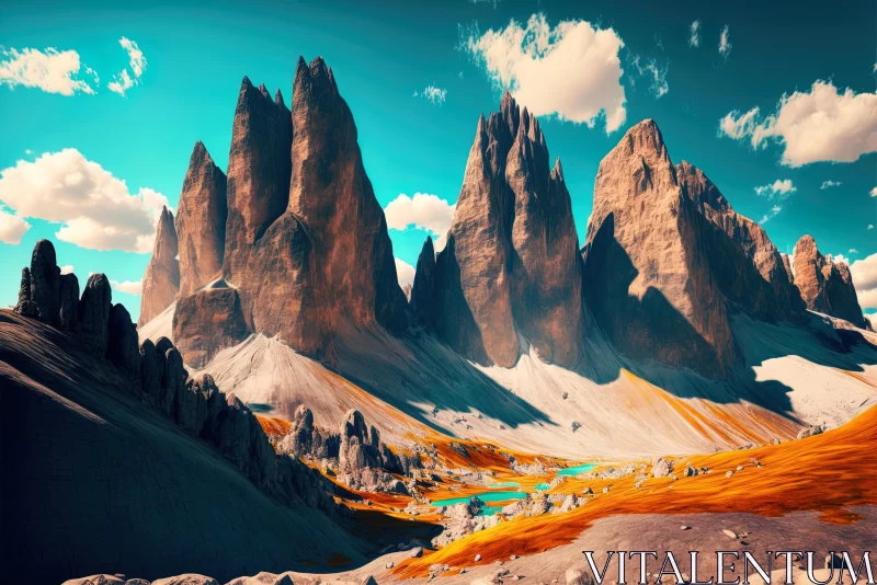 Captivating Surreal 3D Landscape: Mountains in the Sky AI Image